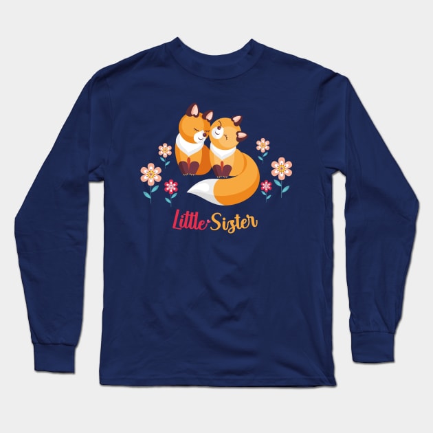 Little sister - fox siblings Long Sleeve T-Shirt by Royal7Arts